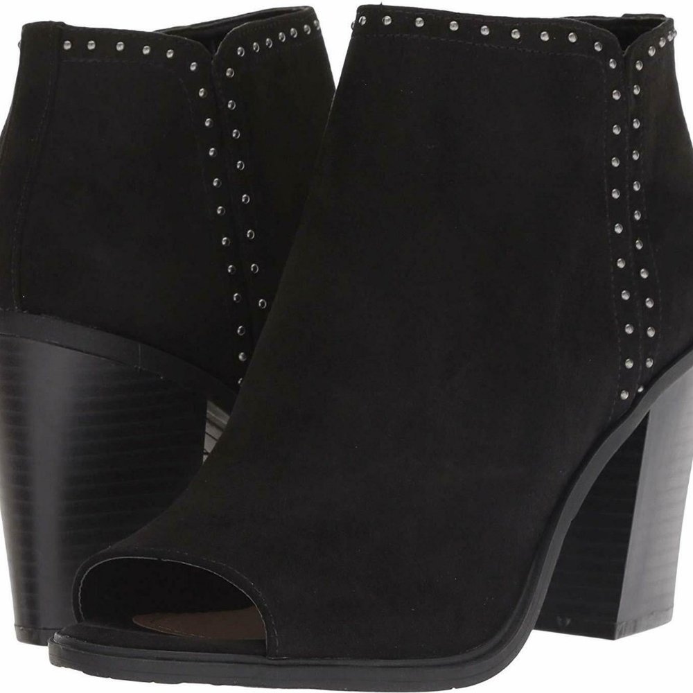 SALE ** ESPIRIT BLACK NATALEE OPEN TOED BOOTIES W/ STUDS